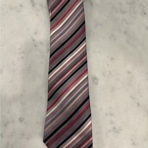 Geoffrey Beene Pink and Black Striped Tie